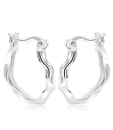 Wavy Curly Wave Design Silver Hoop Earring HO-2510